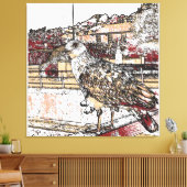 Zeeëend op de brug in Hythe Canvas Afdruk (Insitu (Woonkamer))
