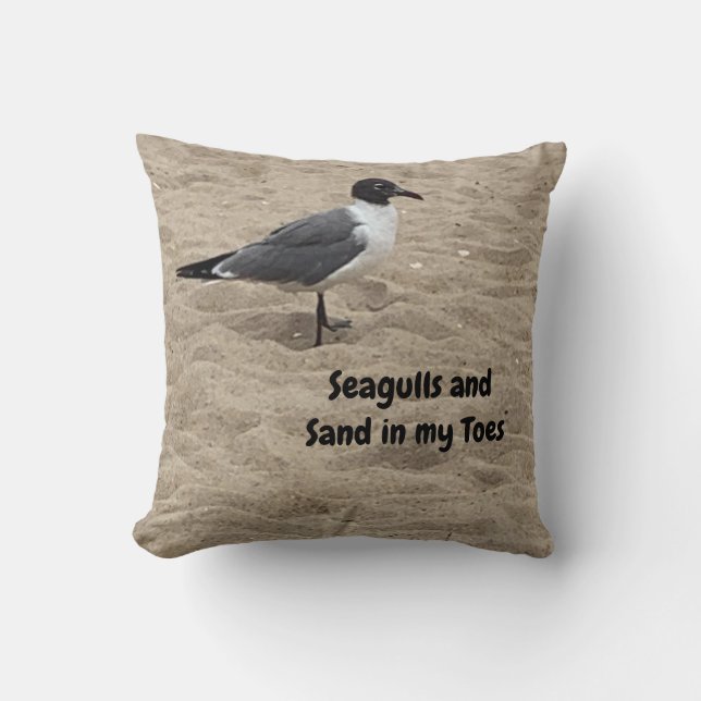 Zeeëend, Strandzand, Strandleven, Strandtafereel  Kussen (Voorkant)