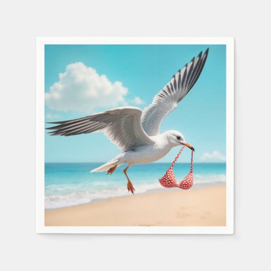 Zeeëend Vliegt Met Bikinibovenstuk Servet (Voorkant)