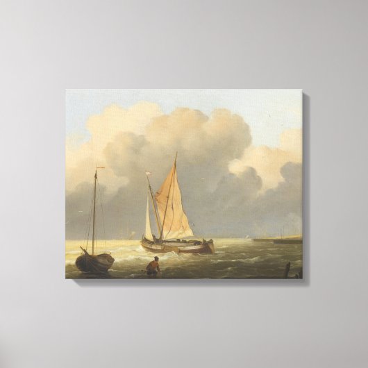 Zeeen aan de kust, met het Poster van de Spritsail Canvas Afdruk (Voorkant)