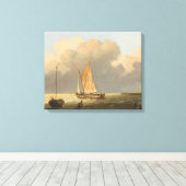 Zeeen aan de kust, met het Poster van de Spritsail Canvas Afdruk (Insitu (Houten vloer))