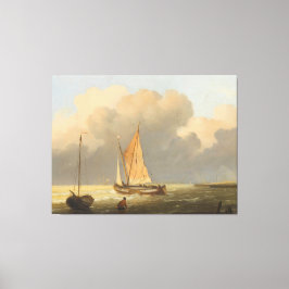 Zeeen aan de kust, met het Poster van de Spritsail Canvas Afdruk