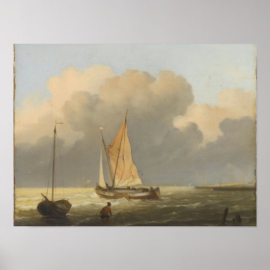 Zeeen aan de kust, met Spritsail-schuur Poster (Voorkant)