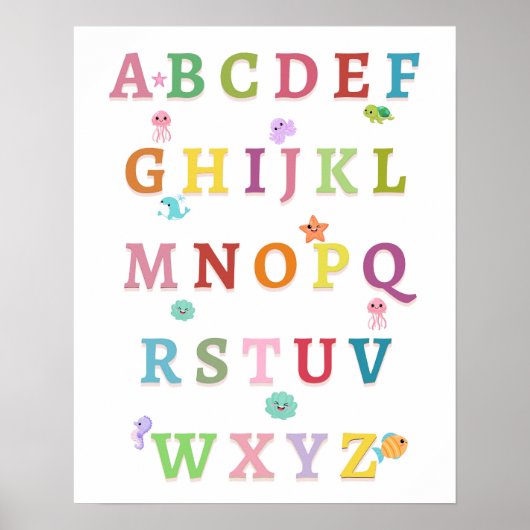 Zeeen Alphabet Nursery Kinder Poster (Voorkant)