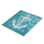 Zeeen anker op Aqua Zeeen glaspatroon Tegeltje (Zijkant)