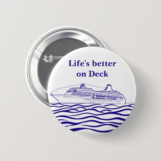 Zeeen benen bootcruiseschip zeilboot ronde button 5,7 cm (Voorkant /achterkant)