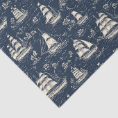 Zeeen boten bij Night Navy Blue Decoupage Tissuepapier (Detail)