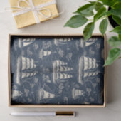 Zeeen boten bij Night Navy Blue Decoupage Tissuepapier (Geschenk)