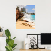 Zeeen breken bij Cupecoy Beach Cliffs, Sint Maarte Poster (Thuiskantoor)