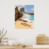 Zeeen breken bij Cupecoy Beach Cliffs, Sint Maarte Poster (Keuken)