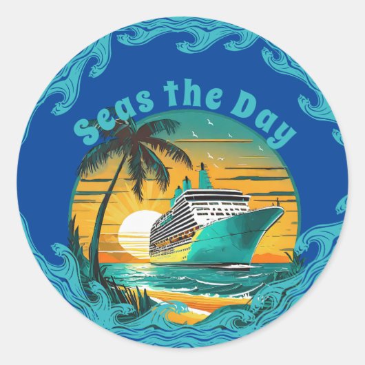 Zeeen De Dag: Cruise into Adventure! Ronde Sticker (Voorkant)