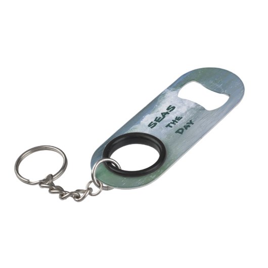 ZEEEN de Dag die Wave met Initialen breken Mini Flessenopener (Voorkant Gekanteld)