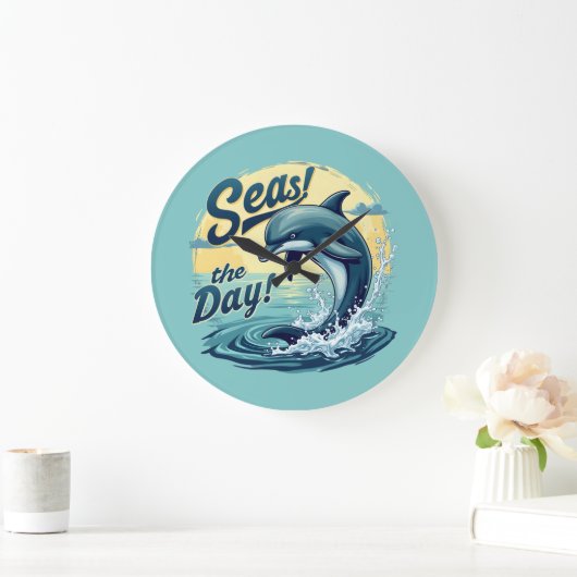 Zeeen de Dag Retro Dolfijn Oceaan Esthetisch Grote Klok (Huis)