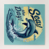Zeeen de Dag Retro Dolfijn Oceaan Esthetisch Legpuzzel (Horizontaal)