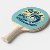Zeeen de Dag Retro Dolfijn Oceaan Esthetisch Tafeltennisbatje (Voorkant Gekanteld)