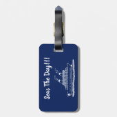 Zeeen de dag vakantie cruiseschip bagagelabel (Achterkant verticaal)