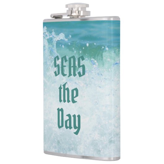 ZEEEN de Dag van de Golven van de Oceaan Heupfles (Links)