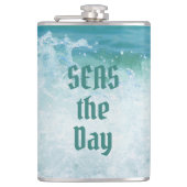 ZEEEN de Dag van de Golven van de Oceaan Heupfles (Voorkant)