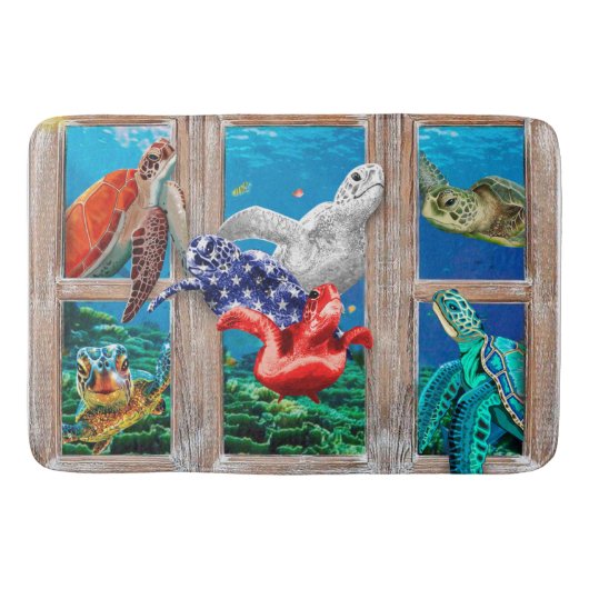 Zeeen draaien om in de deuropening badmat (Voorkant)