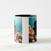 Zeeen egel met pet en bi-monocles tweekleurige koffiemok (Center)