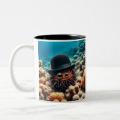 Zeeen egel met pet en monocle tweekleurige koffiemok (Links)
