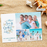 ZEEEN EN GREETTEN Kustkerstfoto's collage Feestdagenkaart<br><div class="desc">Vun ZEEEN voor kerstbegroeting langs de kust EN GREETINGS in een elegant script-typografie in aqua turquoise-waterverf met stervisaccenten en drie foto's. PHOTO TIP: Voor de snelste/beste resultaten, kies foto's met het onderwerp in het midden en/of pre-gewas het aan een gelijkaardige vorm zoals getoond alvorens te uploaden. Neem contact op met...</div>