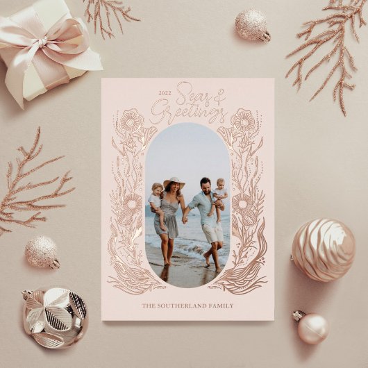 Zeeën en groet Oceaan Zeeleven Boog Fotolijstje Folie Feestdagenkaart