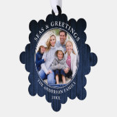 Zeeen en groeten Anker Blue Wood Print Ornament Kaart (Links)