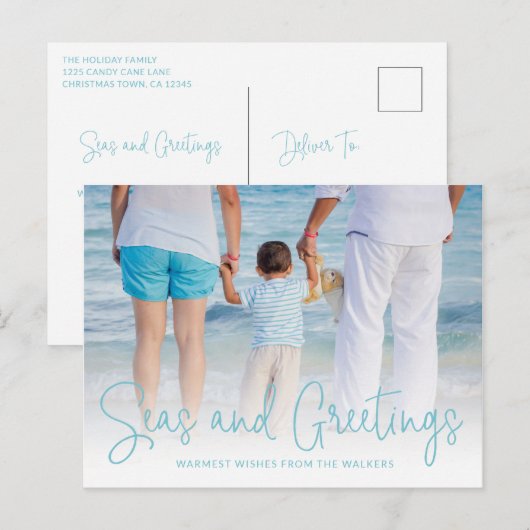 Zeeen en groeten Aqua Vacation Feestdagenkaart (Voorkant / Achterkant)