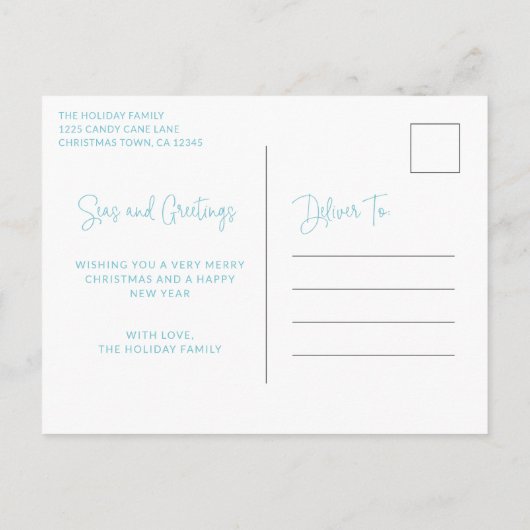 Zeeen en groeten Aqua Vacation Feestdagenkaart (Achterkant)