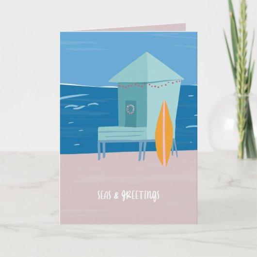 Zeeen en groeten Beachy Holiday Greetcard Kaart (Voorkant)