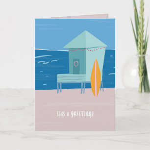 Zeeen en groeten Beachy Holiday Greetcard Kaart