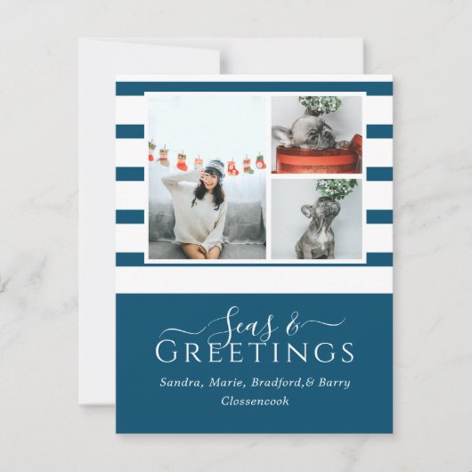 Zeeen en groeten Blauw 3 Foto met Kerstmis (Voorkant)