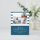 Zeeen en groeten Blauw 3 Foto met Kerstmis (Staand voorkant)