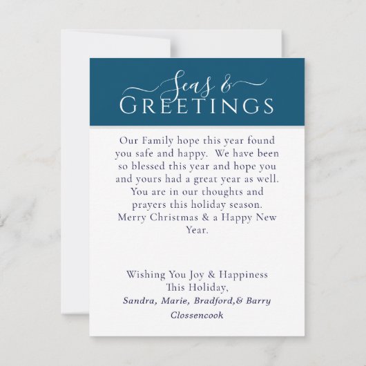 Zeeen en groeten Blauw 3 Foto met Kerstmis (Achterkant)