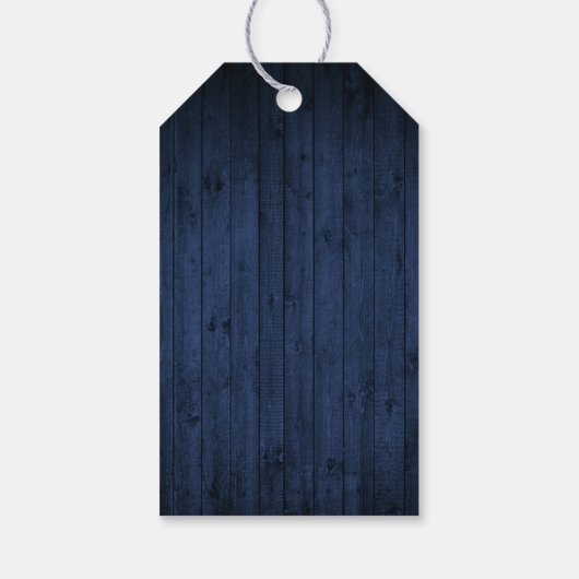 Zeeen en groeten Blauw hout Poinsettia Anchor Cadeaulabel (Achterkant)