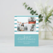 Zeeen en groeten Blauwgroen Blauw 3 Foto kerstmis (Staand voorkant)