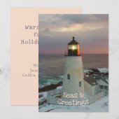 Zeeen en groeten Blush-kerstvuurtoren Kaart (Voorkant / Achterkant)