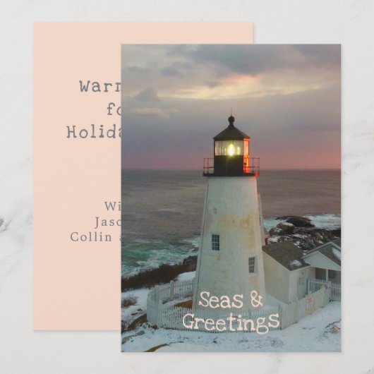 Zeeen en groeten Blush-kerstvuurtoren Kaart (Voorkant / Achterkant)