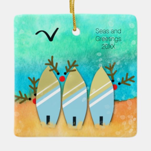 Zeeen en groeten elk kerstfeest met Rudolph Keramisch Ornament (Voorkant)