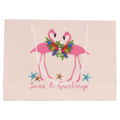 Zeeen en groeten Festive Flamingo Couple Groot Cadeauzakje (Achterkant)