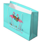 Zeeen en Groeten Flamingo Couple Aqua Groot Cadeauzakje (Voorkant Gekanteld)