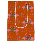 Zeeen en groeten Flamingo Couple Kerstmis Medium Cadeauzakje (Achterkant)