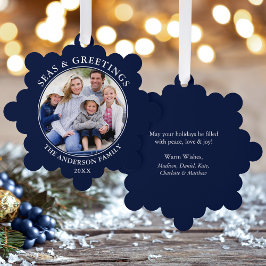 Zeeen en Groeten Foto Blauw Ornament Kaart