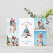 Zeeen en groeten Foto Strand Kerst Feestdagenkaart (Staand voorkant)