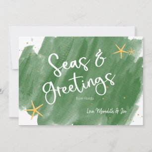 Zeeen en groeten Groene & Gold Waterverf Holiday