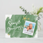 Zeeen en groeten Groene & Gold Waterverf Holiday (Staand voorkant)