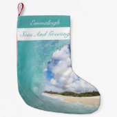 Zeeen en groeten Hawaiian Barrel Wave Kleine Kerstsok (Voorkant)
