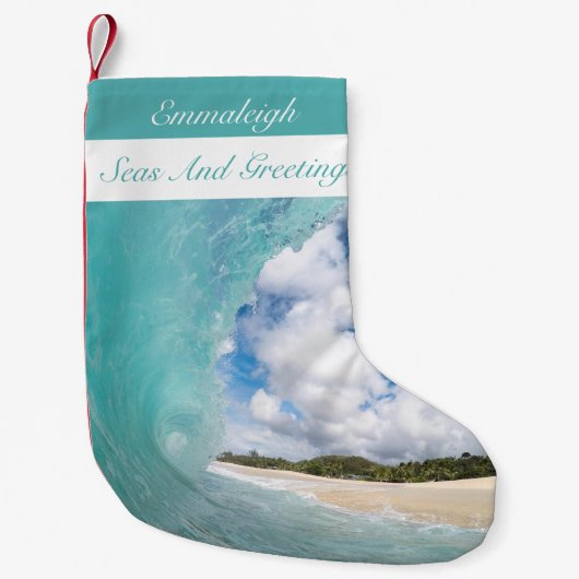 Zeeen en groeten Hawaiian Barrel Wave Kleine Kerstsok (Voorkant)