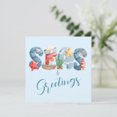 Zeeen en groeten: kerst met kerst in de Waterverf Kaart (Staand voorkant)